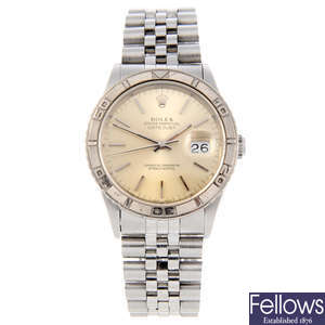 ROLEX - a gentleman's stainless steel Oyster Perpetual Datejust Turn-O-Graph bracelet watch.