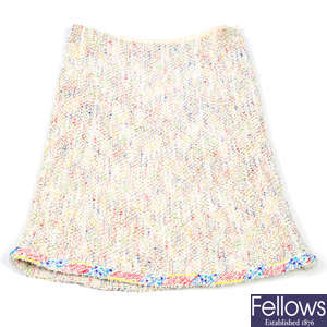 CHANEL - a tweed boucle knee-length skirt.