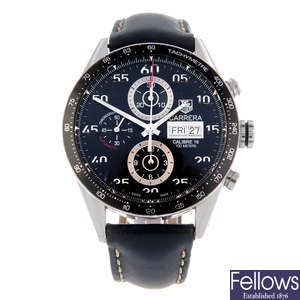 TAG HEUER - a gentleman's stainless steel Carrera Calibre 16 chronograph wrist watch.