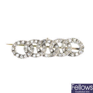 An early 20th century silver and gold diamond brooch.