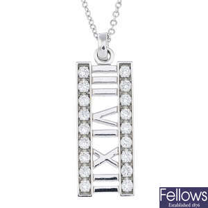 TIFFANY & CO. - an 18ct gold diamond 'Atlas' necklace.