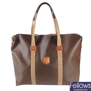 CÉLINE - a large Macadam coated canvas handbag.