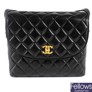 CHANEL - a vintage square quilted flap handbag.