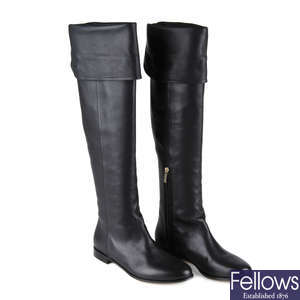JIMMY CHOO - a pair of Mitty flat black over the knee boots.