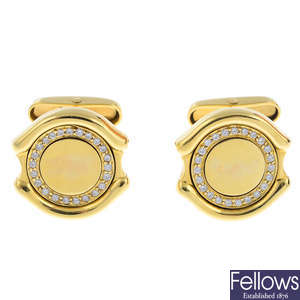 ASPREY - a pair of 18ct gold diamond cufflinks.
