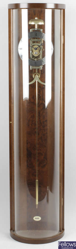 A Billib German reproduction twin weight driven wall hanging clock.