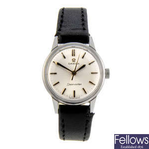 OMEGA - a lady's stainless steel Seamaster wrist watch.