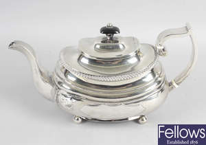 A Georgian Exeter silver teapot. (a.f).