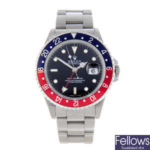ROLEX - a gentleman's stainless steel Oyst er Perpetual Date GMT-Master bracelet watch.