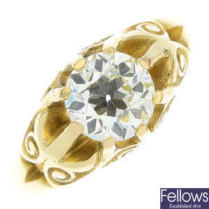 A late Victorian 18ct gold diamond single-stone ring.