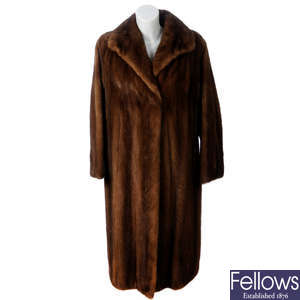 A full-length wild mink coat.