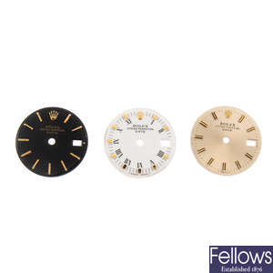 ROLEX - a group of three assorted lady's Date dials.
