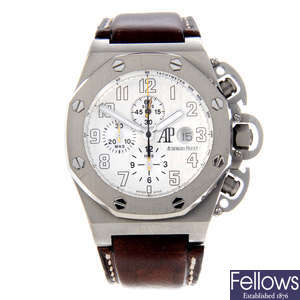 AUDEMARS PIGUET - a limited edition gentleman's titanium Royal Oak Offshore T3 chronograph wrist watch.