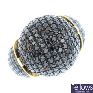 GERALDO - a black diamond 'Fancy' dress ring.