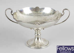 A George V silver pedestal dish.