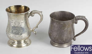 A Victorian silver mug, together with a Georgian silver mug.