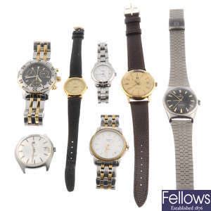 A group of seven assorted Tissot watches.