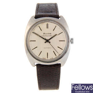 BULOVA - a gentleman's stainless steel Ambassador wrist watch.
