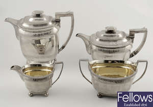 A George III silver four piece tea set.