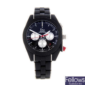 CURRENT MODEL: DIOR - a gentleman's black rubber-coated stainless steel Chiffre Rouge chronograph bracelet watch.