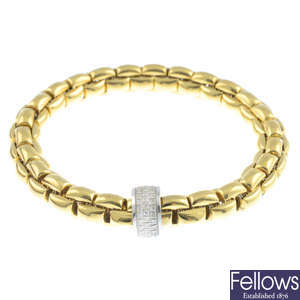 FOPE - an 18ct gold 'Flex it' bracelet.