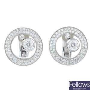 ROBERTO COIN - a pair of 18ct gold 'Centro' diamond earrings.