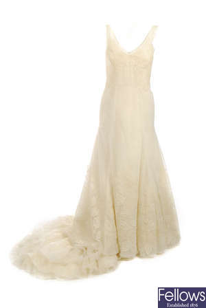 VERA WANG - an ivory sleeveless Veronique wedding dress.