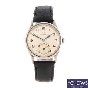 OMEGA - a gentleman's silver wrist watch.