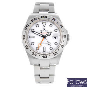 ROLEX - a gentleman's stainless steel Oyster Perpetual Date Explorer II bracelet watch.