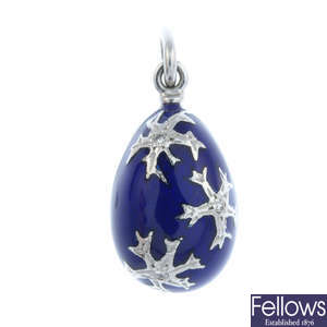 FABERGE - a diamond and enamel egg pendant, limited edition of 50/100.