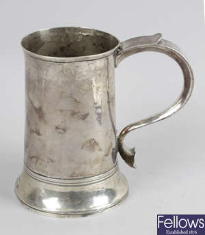 An early George III silver quart mug.