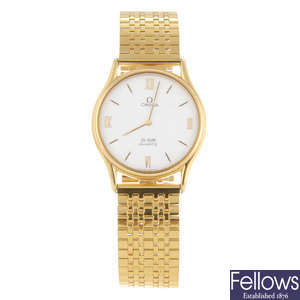 OMEGA - a gentleman's gold plated De Ville bracelet watch.