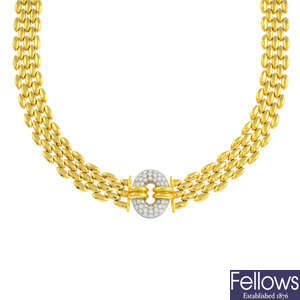 An 18ct gold diamond necklace.
