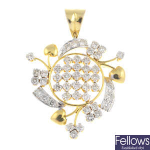 A 14ct gold diamond pendant.