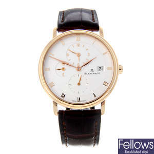 BLANCPAIN - a gentleman's 18ct rose gold Villeret wrist watch.