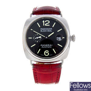 PANERAI - a gentleman's stainless steel Radiomir Black Seal wrist watch.