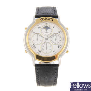 GUCCI - a gentleman's bi-colour 8300 chronograph wrist watch.