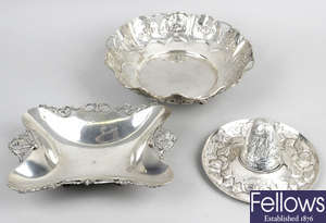 A pair of Mexican 925 sterling silver miniature sombreros.