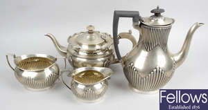 An early 20th century silver three piece coffee set.
