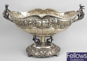 A 20th century Greek 925 sterling silver twin handled bowl.