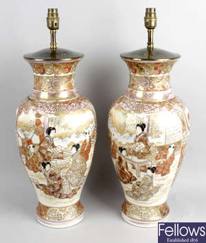 A pair of late 19th century Satsuma pottery vases.