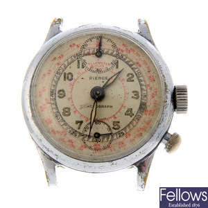 PIERCE - a gentleman's nickel plated single button chronograph watch head.