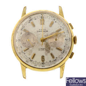 SWISS EMPEROR - a gentleman's gold plated chronograph watch head with a Telda chronograph watch head.