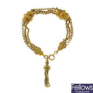 A late Victorian gold Albertina chain.