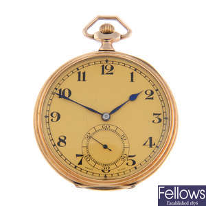 A 9ct yellow gold open face pocket watch by Zenith.