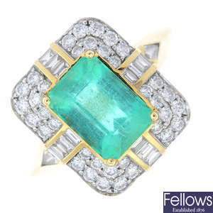 A Colombian emerald and diamond cluster ring, by Kat Florence.