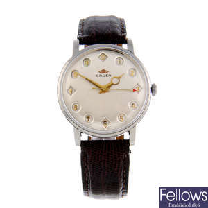 GRUEN - a gentleman's stainless steel Airflight Jump Hour wrist watch.