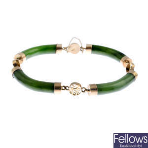 A nephrite jade bracelet.