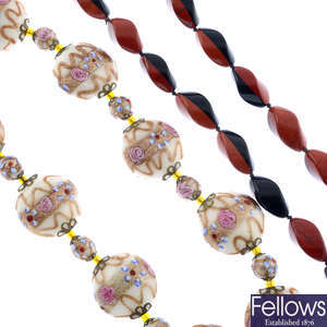 Three bead necklaces.