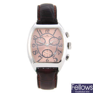 VAN DER BAUWEDE - a gentleman's white metal Magnum Cal. 25 Commander chronograph wrist watch.
